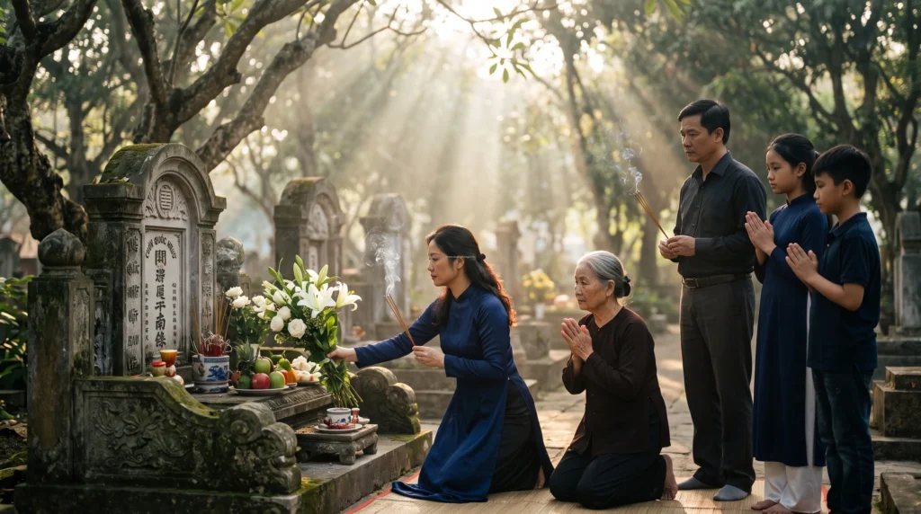 Bài khấn vong linh ngoài mộ tiết Thanh minh và nghi thức lễ tạ mộ người thân dịp cuối năm.
