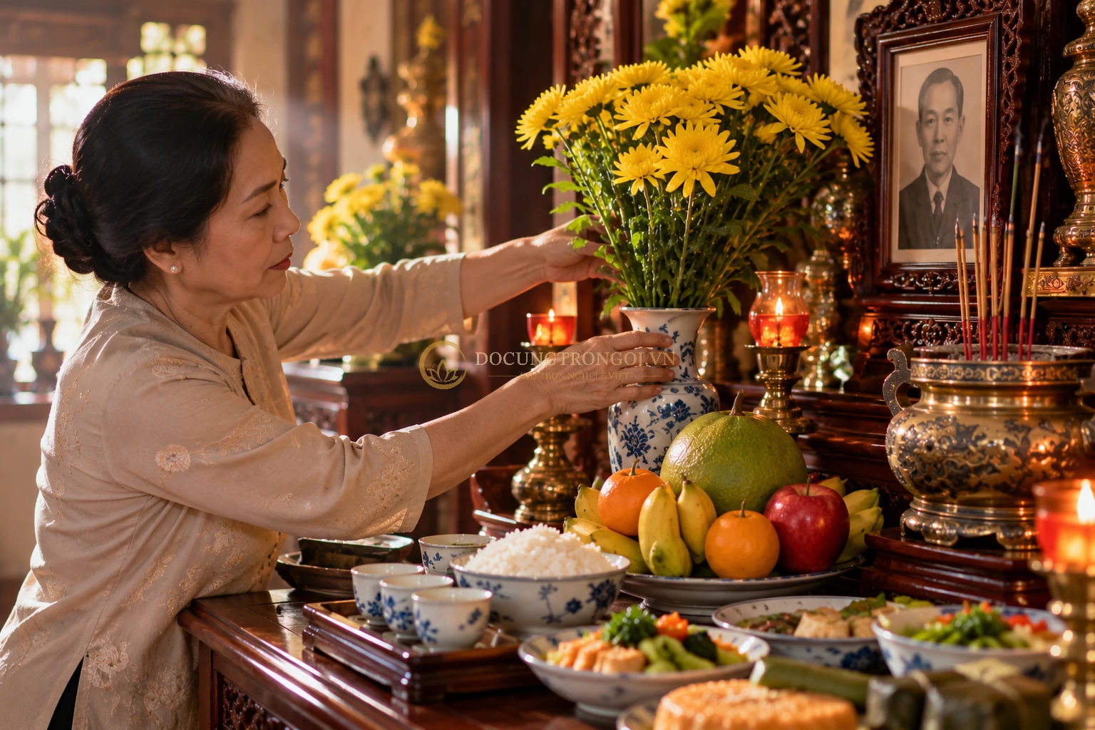 Các bước chuẩn bị mâm cúng vong linh tại nhà của gia đình miền Nam