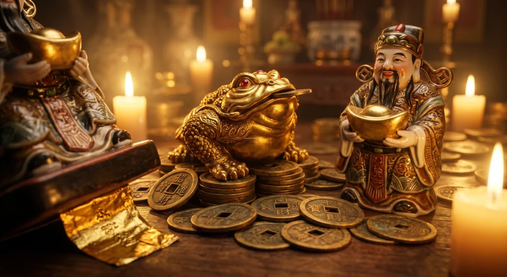 Tầm quan trọng của Cóc Thiềm Thừ chiêu tài và cách nạp cốt Thất Bảo cho tượng Thần Tài Thổ Địa.