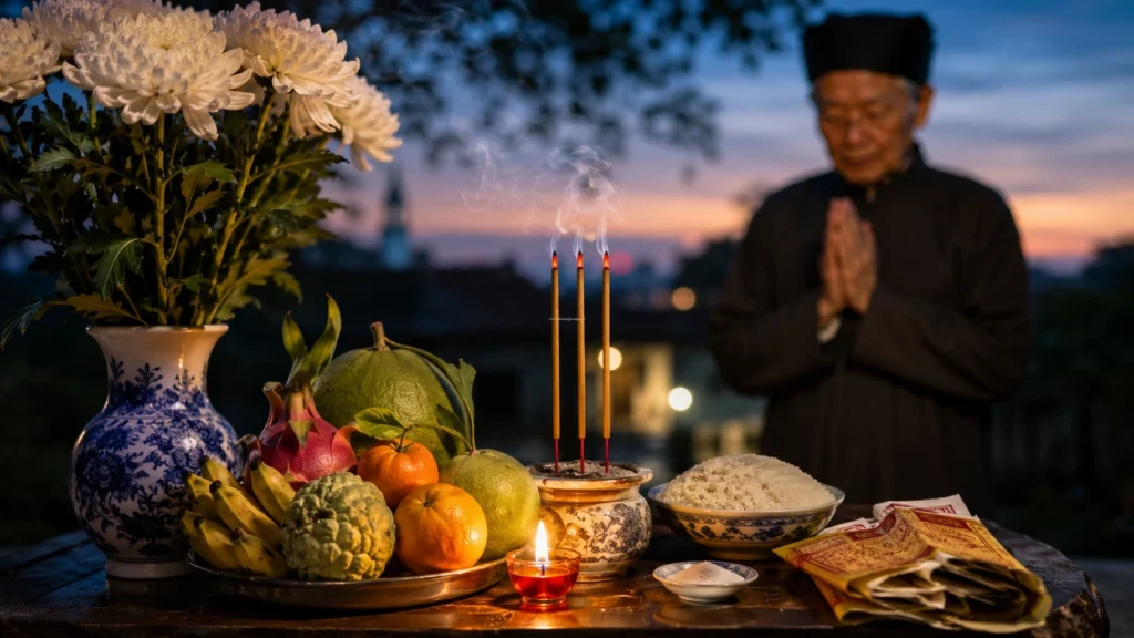 Hướng dẫn cách sắm mâm cúng vong linh ngoài trời chuẩn nhất giúp gia đạo bình an.