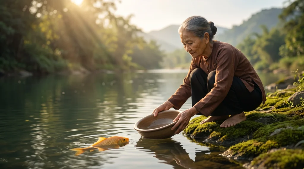 Hướng dẫn cách thả cá chép cúng ông Táo đúng phong thủy giúp bảo vệ môi trường và không vi phạm đại kỵ sát sinh.