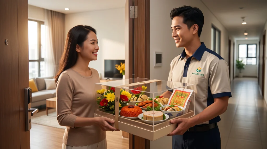 Dịch vụ đặt mâm cúng ông công ông táo trọn gói tại TP HCM, giao hàng tận nơi nhanh chóng đảm bảo chuẩn phong thủy 100%.