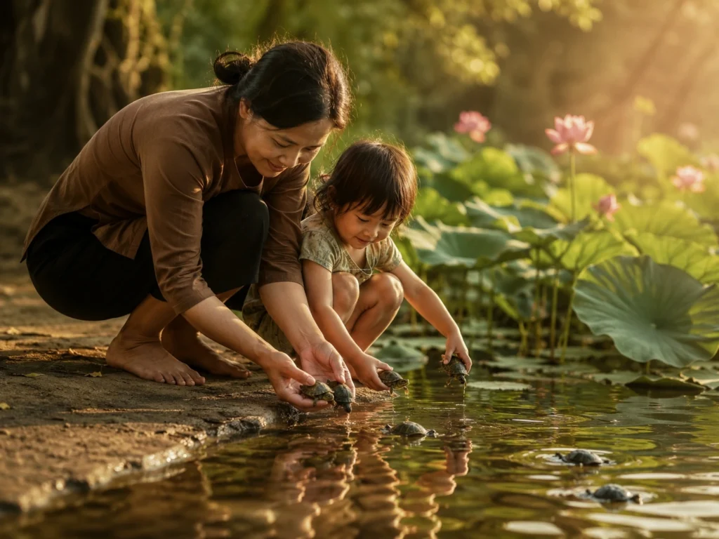 Hướng dẫn nghi thức cúng phóng sinh rùa tại nhà đơn giản dễ nhớ và lời khấn chuộc mạng tôm cua ốc.