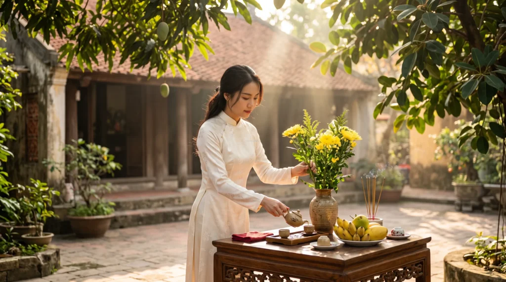 Hướng đặt mâm cúng và cách cúng đất đai khi mua nhà mới an cư lạc nghiệp để đón vượng khí.