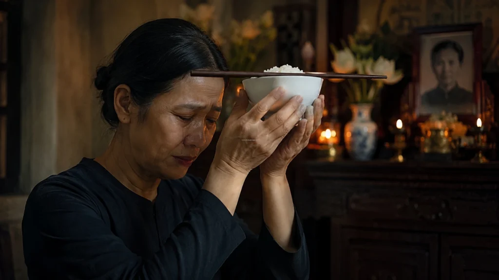 Lễ vật cúng cơm người mới mất gồm những gì và nghi thức dâng cơm cúng Sơ thất tại nhà.