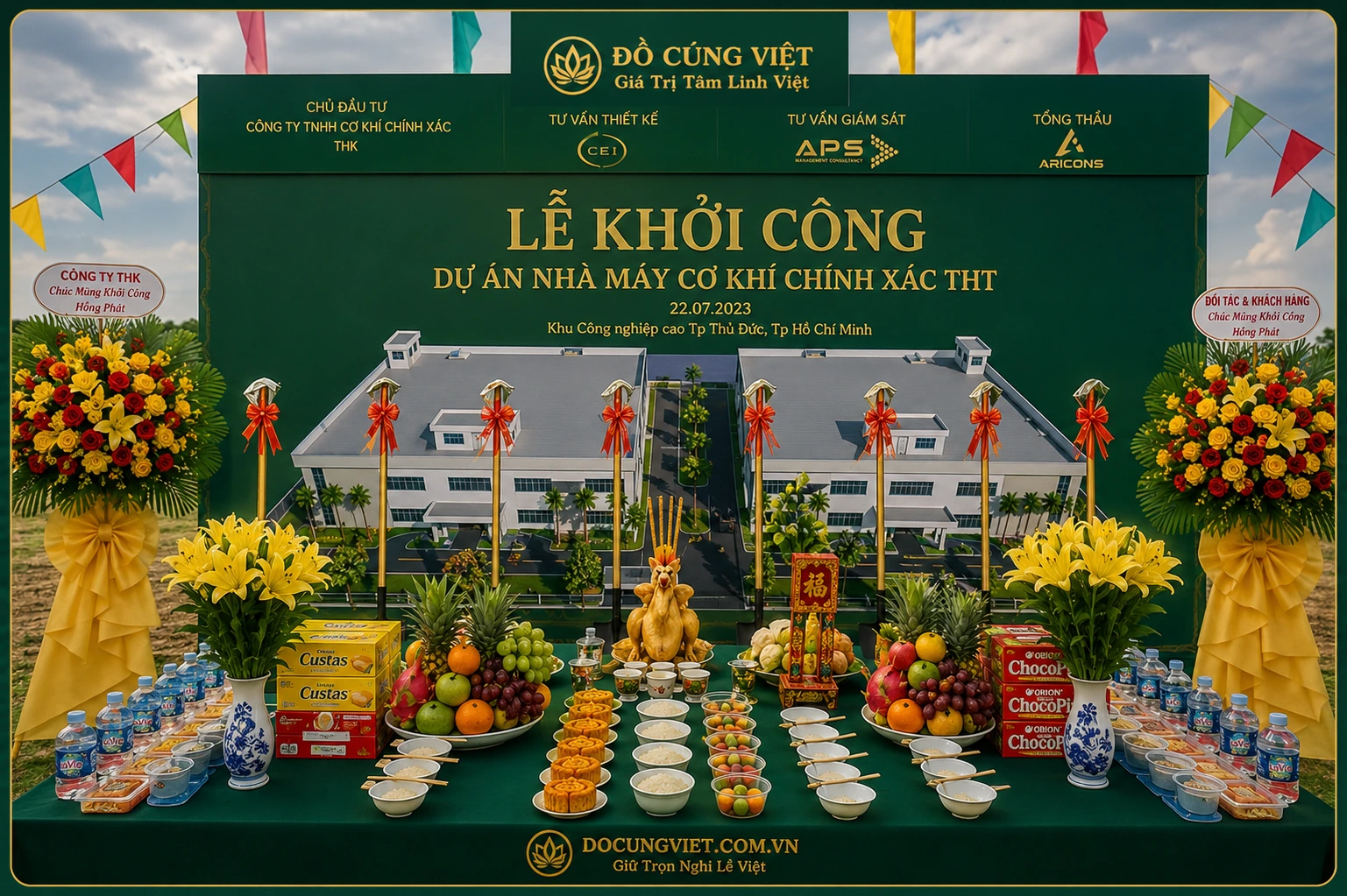 Mâm cúng khởi công dự án và công trình xây dựng trọn gói tại KTH