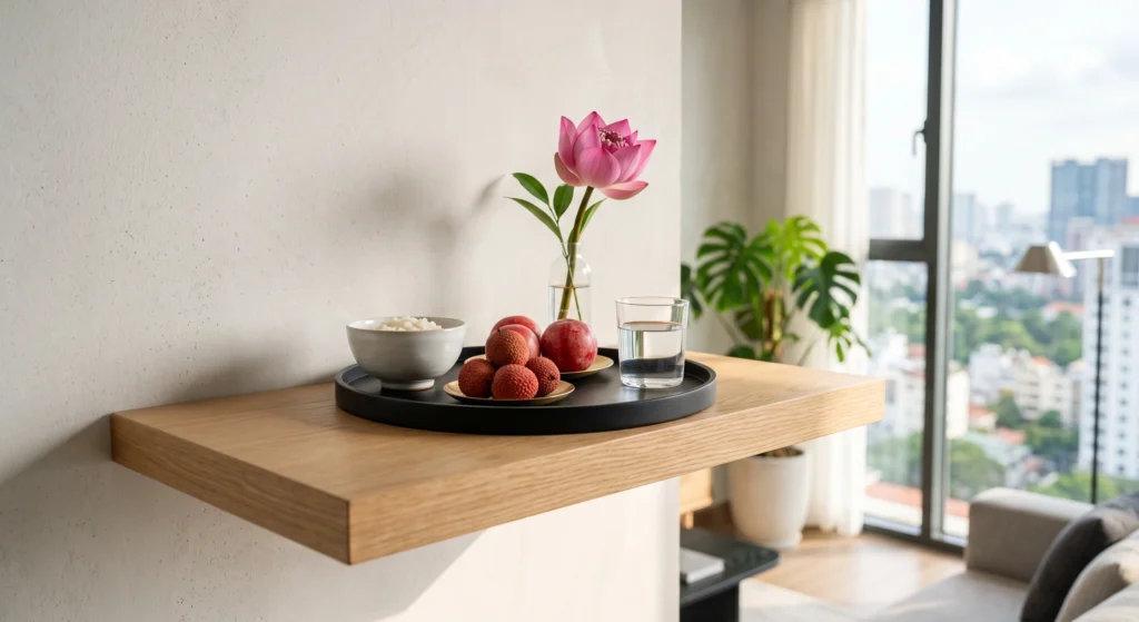 Mâm cúng mùng 5 tháng 5 đơn giản tại nhà chung cư tiết kiệm nhưng vẫn đầy đủ ý nghĩa sắm lễ.