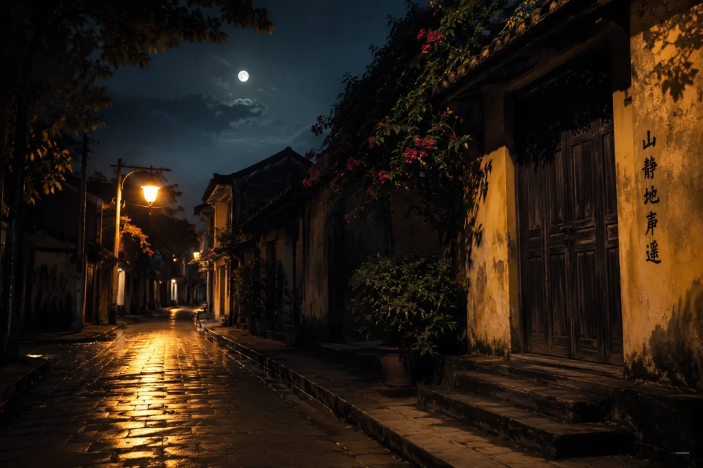 Không gian ban đêm tĩnh lặng nhắc nhở về những điều kiêng kỵ không nên làm trong tháng cô hồn để tránh thu hút ma quỷ và âm khí vượng.