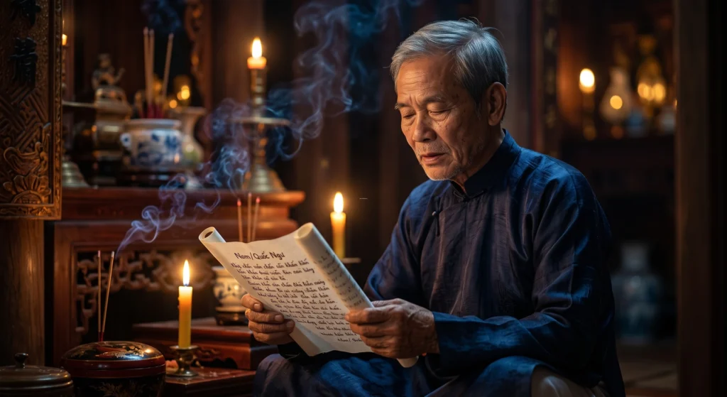 Hướng dẫn gia chủ cách đọc văn khấn tống cựu nghinh tân, bài cúng nghênh quan Hành Khiển và văn khấn cúng giao thừa trong nhà chuẩn nhất.