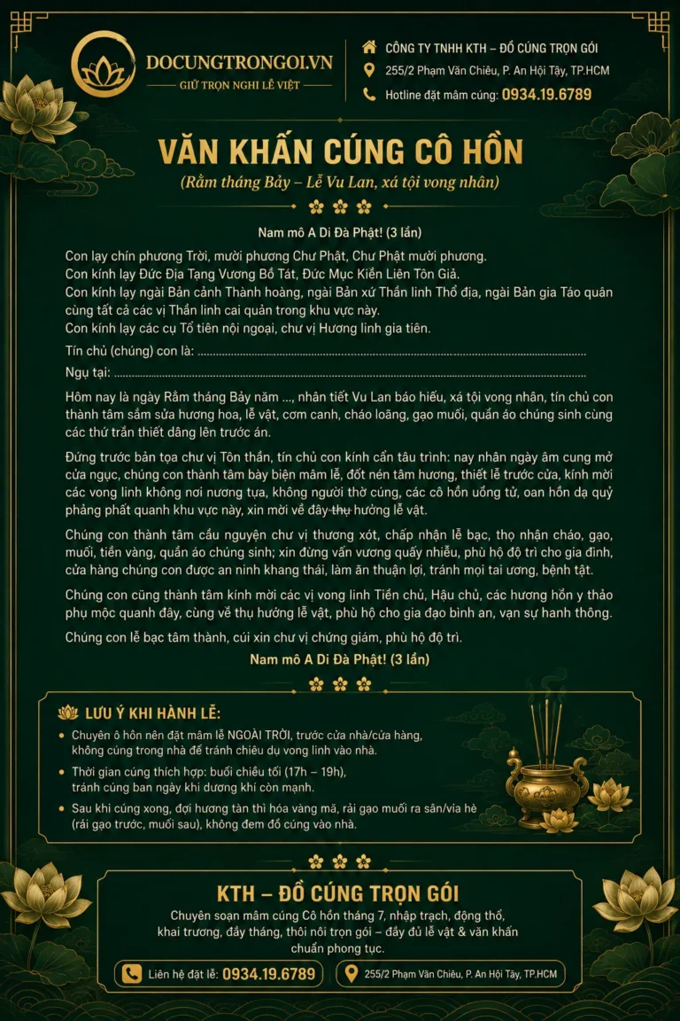 Bài Cúng Cô Hồn Chuẩn Nhất [Update 2026] Tránh Rước Vong
