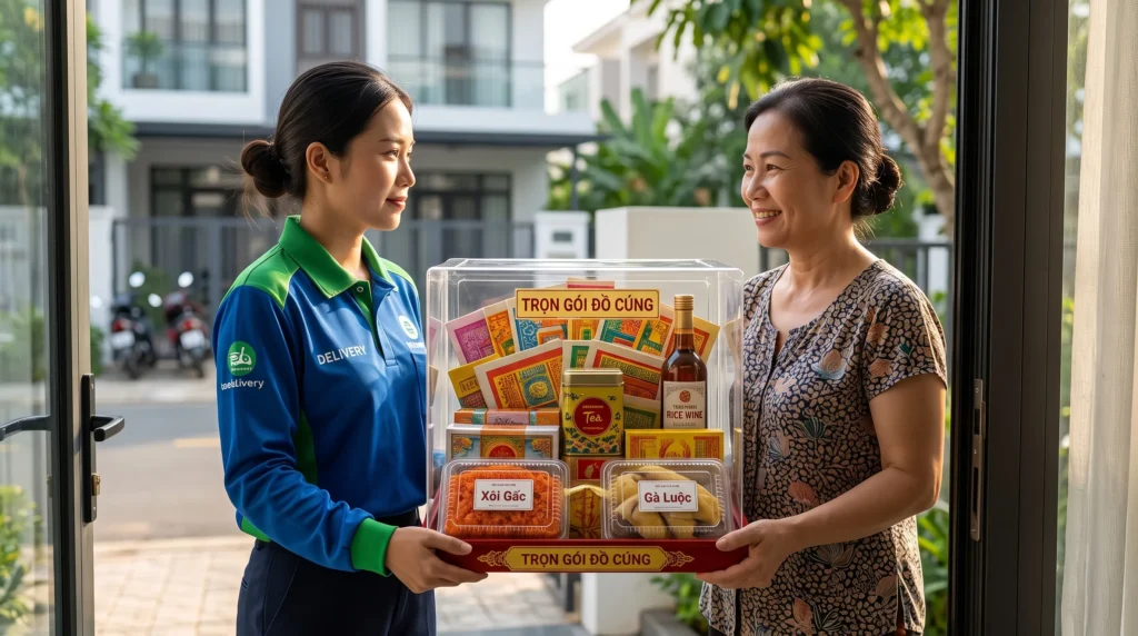 Bảng giá mâm cúng Rằm tháng 7 trọn gói và dịch vụ giao hàng tận nơi đảm bảo vệ sinh an toàn thực phẩm.