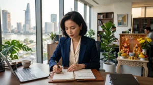Bảng lịch đếm ngược ngày kết thúc tháng cô hồn năm 2026 và kế hoạch chốt hợp đồng kinh doanh của doanh nhân Việt Nam.