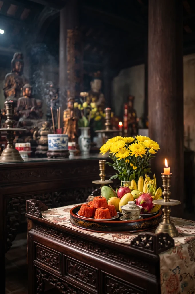 Hướng dẫn chi tiết cách sắm mâm lễ chay dâng ban Mẫu và quy định đặt mâm cúng mặn tại ban Công Đồng Đền Quán Thánh.