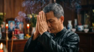 Hướng dẫn chi tiết tư thế chắp tay khấn nguyện ngang trán đúng chuẩn mực truyền thống