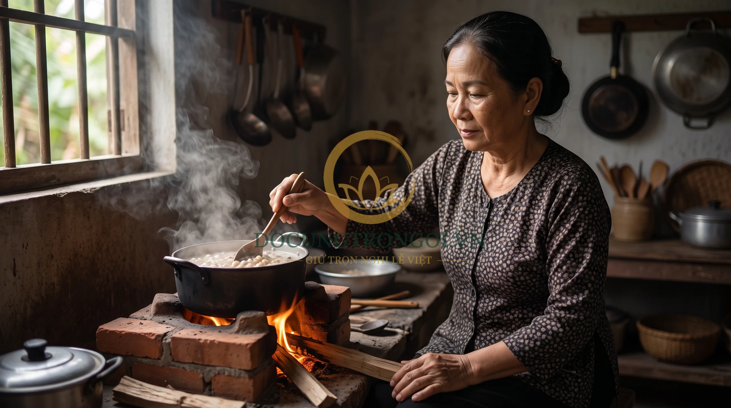 Chuyên gia ẩm thực hướng dẫn cách nấu chè đậu trắng mau mềm, đảo nhẹ tay để hạt đậu không bị sượng và nếp không bị khét.