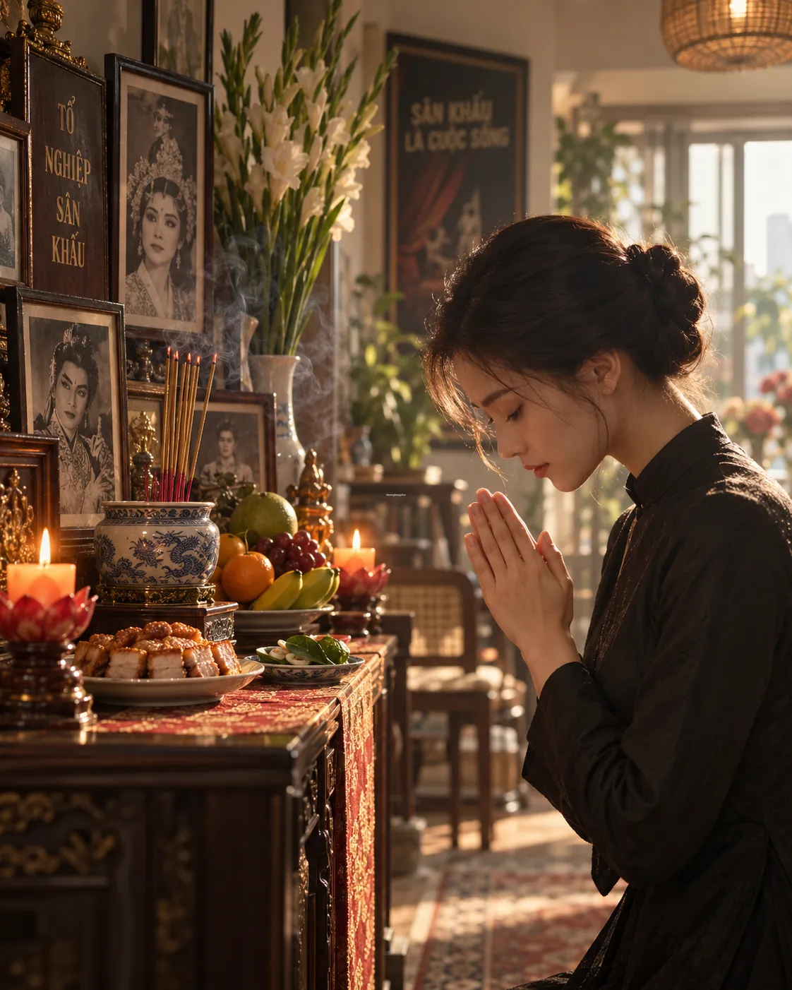 Hướng dẫn cúng tổ nghề sân khấu tại nhà với mâm cúng đơn giản gọn gàng nhưng đầy đủ lòng thành tri ân tổ nghiệp.