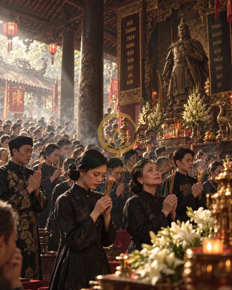 Lễ giỗ Đức Thánh Trần Hưng Đạo tại đền thờ 36 Võ Thị Sáu Quận 1 với hàng ngàn bách tính dâng hương niệm phật.