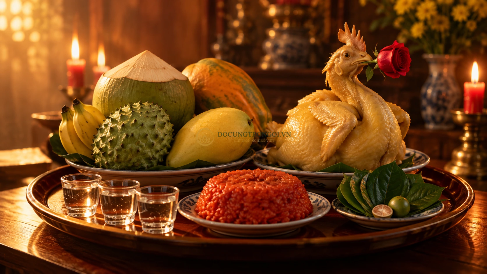 Mâm lễ cúng bà tổ cô gồm những gì chi tiết, chuẩn bị lễ vật chay mặn bộ tam sên và trái cây ngũ phúc.