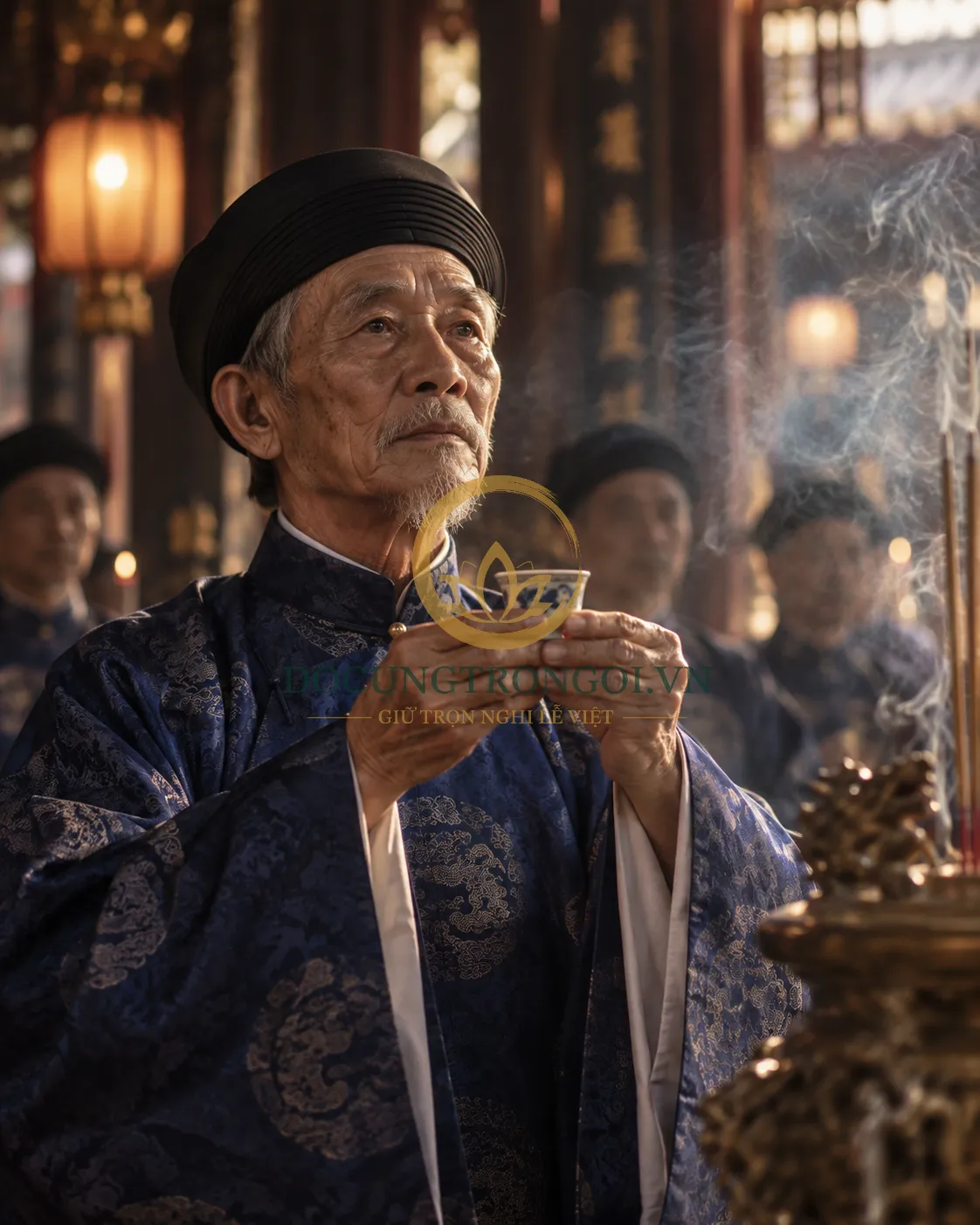 Các nghi thức cúng giỗ Đức Thánh Trần Hưng Đạo truyền thống do Ban Nam tế thực hiện trong không gian đền thiêng.