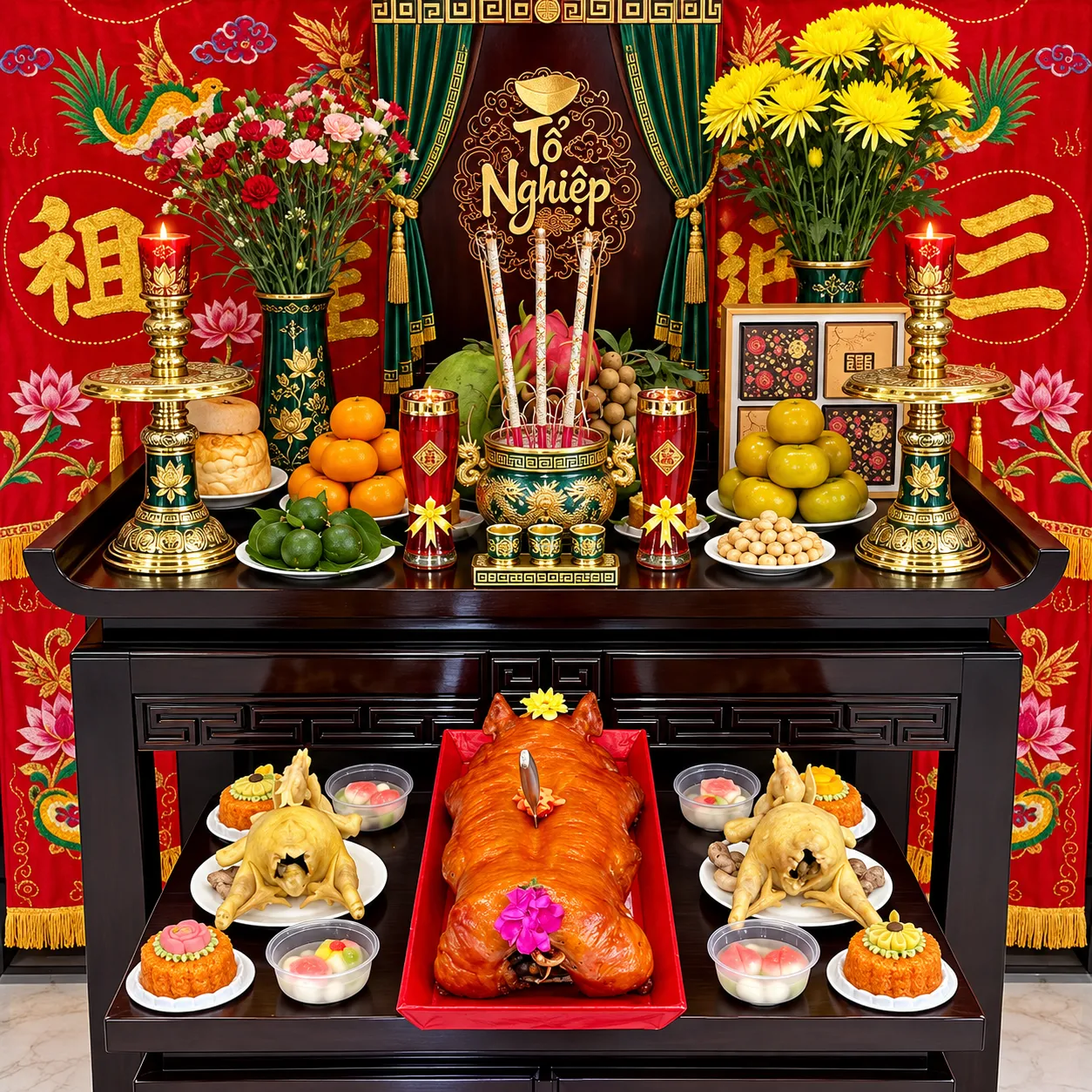 Đại lễ Chính giỗ Tổ Nghề Sân Khấu ngày 12 tháng 8 dâng lễ mặn linh đình