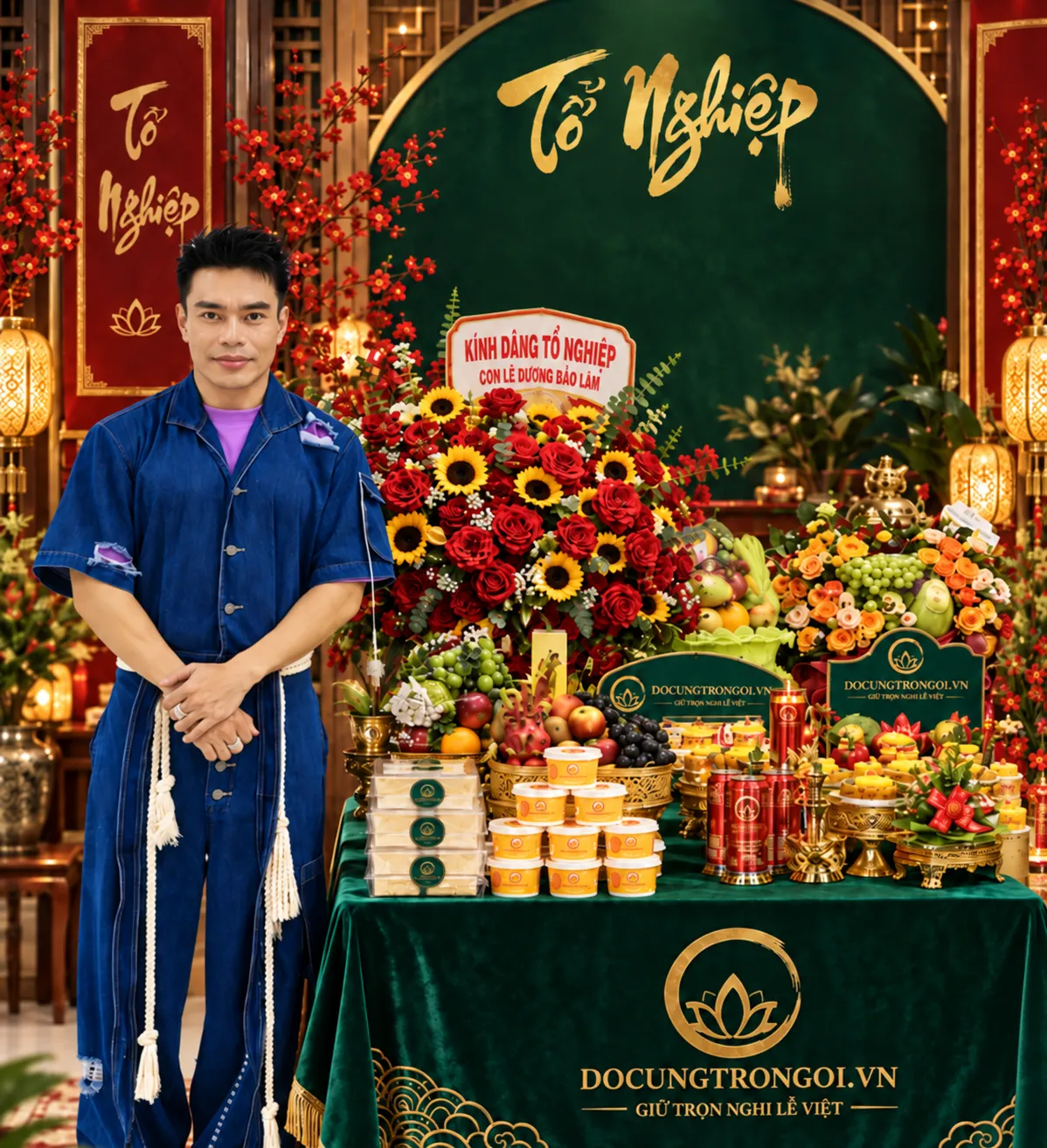 Bàn cúng Giỗ Tổ Sân Khấu đầy đủ lễ vật chuẩn phong tục tại sân khấu kịch
