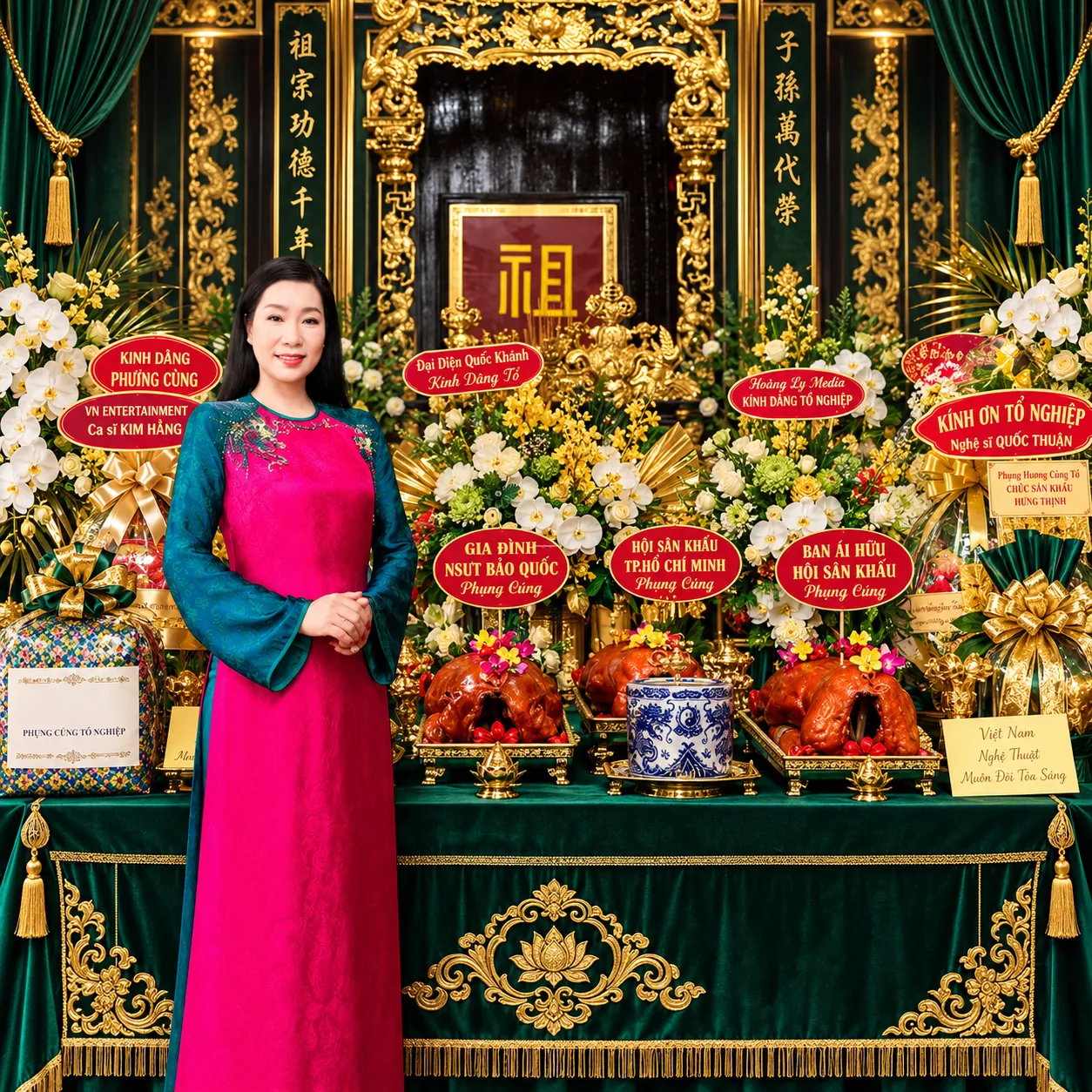 Mâm cúng Giỗ Tổ Sân Khấu tổ chức tại trường đào tạo sân khấu và học viện nghệ thuật