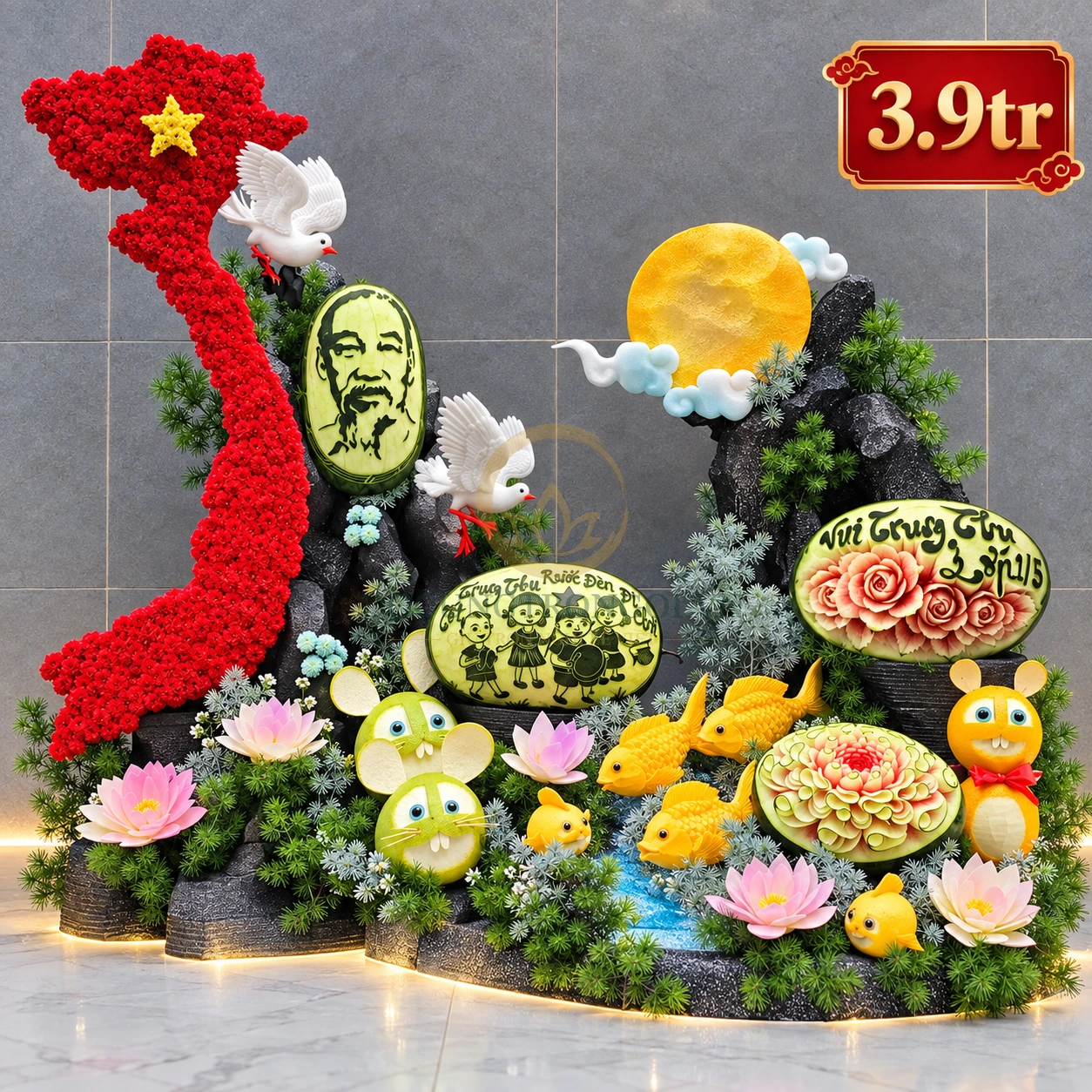 Nghệ Thuật Cắt Tỉa Dưa Hấu & Chó Bưởi Rực Rỡ - Đồ Cúng Trọn Gói KTH